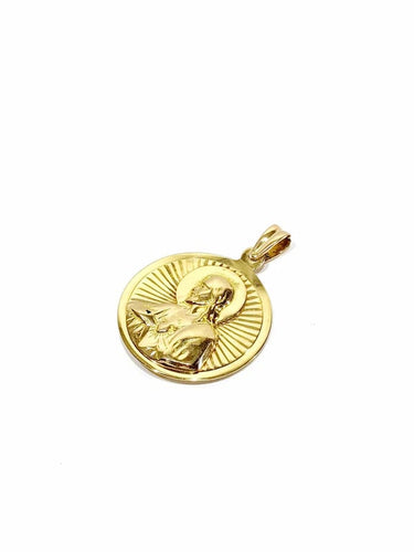Pendentif Médaille du scapulaire recto verso en or rose 18 carats 58 Facettes