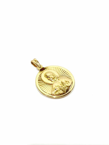 Pendentif Médaille du scapulaire recto verso en or rose 18 carats 58 Facettes