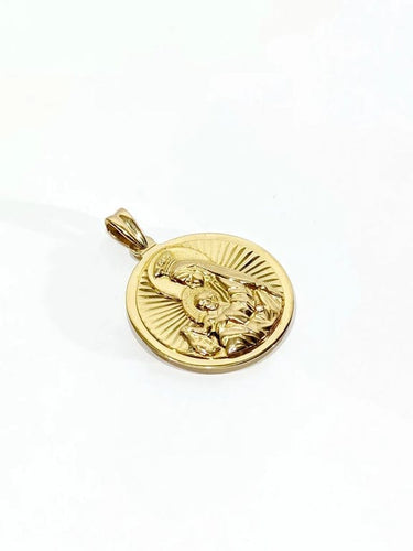 Pendentif Médaille du scapulaire recto verso en or rose 18 carats 58 Facettes
