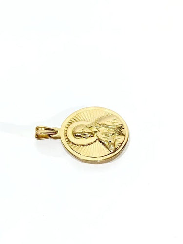 Pendentif Médaille du scapulaire recto verso en or rose 18 carats 58 Facettes