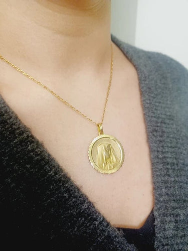 Pendentif Emile Dropsy - Médaille Vierge en or jaune 18 carats 58 Facettes