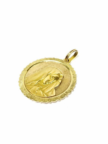 Pendentif Emile Dropsy - Médaille Vierge en or jaune 18 carats 58 Facettes