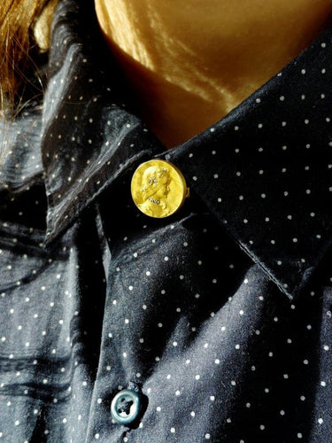Accessoire Émile Vernier - Bouton de plastron Art nouveau en or jaune et diamants 58 Facettes