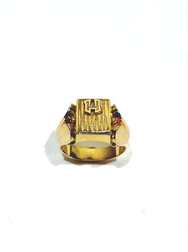 Bague 50.5 Bague chevalière monogrammée H en or rose 18 carats 58 Facettes 949551