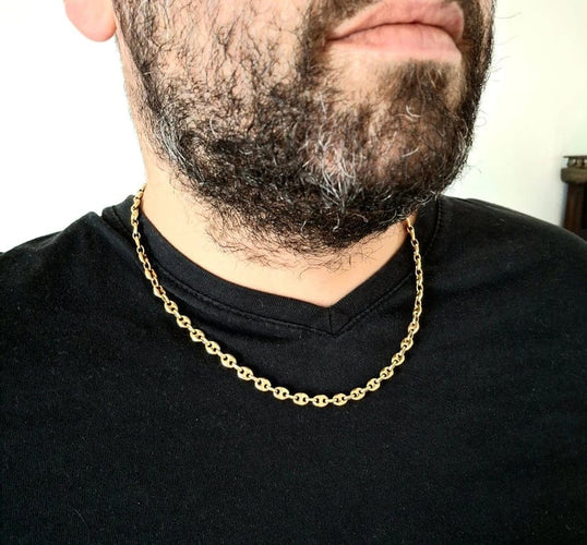 Collier Chaîne maille grains de café en or jaune 18 carats 58 Facettes