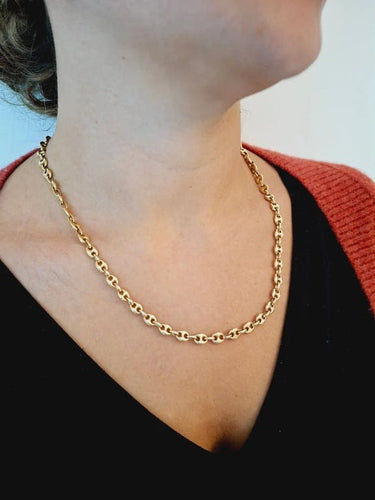 Collier Chaîne maille grains de café en or jaune 18 carats 58 Facettes