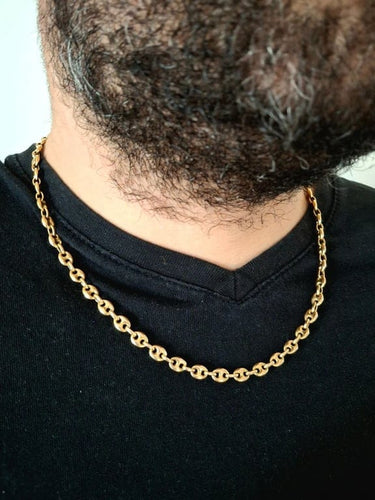 Collier Chaîne maille grains de café en or jaune 18 carats 58 Facettes