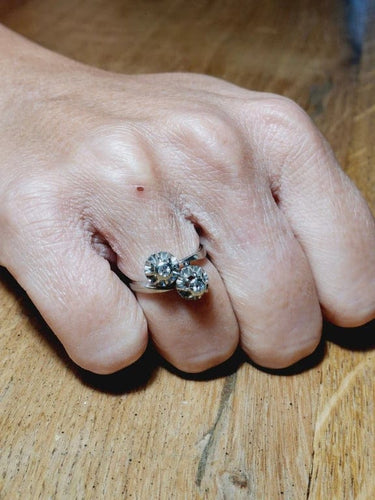 Bague 52 Bague « Toi et Moi » en or blanc 18 carats et diamants 58 Facettes