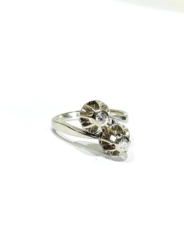 Bague 52 Bague « Toi et Moi » en or blanc 18 carats et diamants 58 Facettes