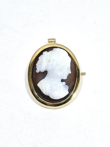 Pendentif Pendentif broche camée sur agate en or rose 18 carats 58 Facettes