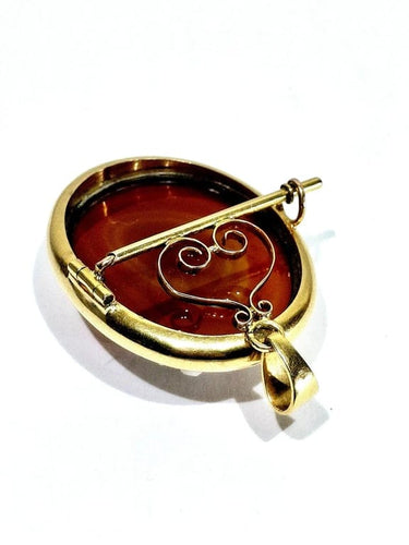 Pendentif Pendentif broche camée sur agate en or rose 18 carats 58 Facettes