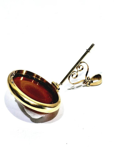 Pendentif Pendentif broche camée sur agate en or rose 18 carats 58 Facettes