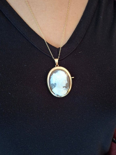 Pendentif Pendentif broche camée sur agate en or rose 18 carats 58 Facettes