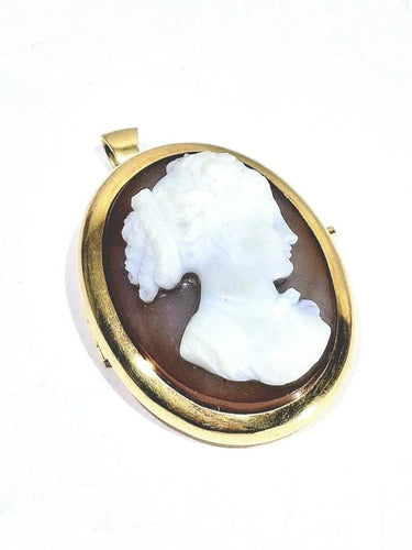 Pendentif Pendentif broche camée sur agate en or rose 18 carats 58 Facettes