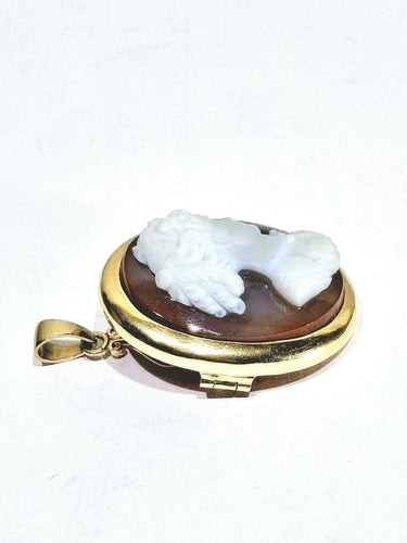 Pendentif Pendentif broche camée sur agate en or rose 18 carats 58 Facettes