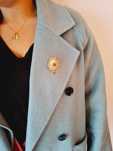 Pendentif Napoléon III - Médaillon broche en or rose 18 carats 58 Facettes