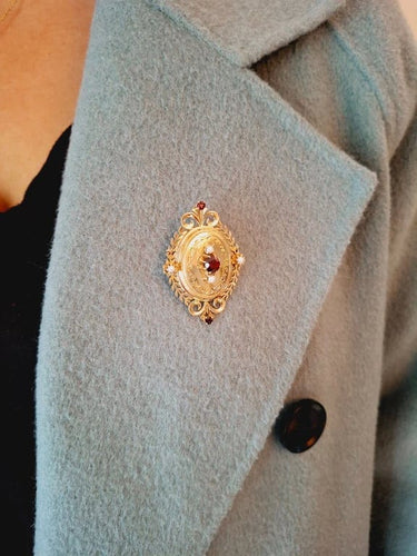 Pendentif Napoléon III - Médaillon broche en or rose 18 carats 58 Facettes