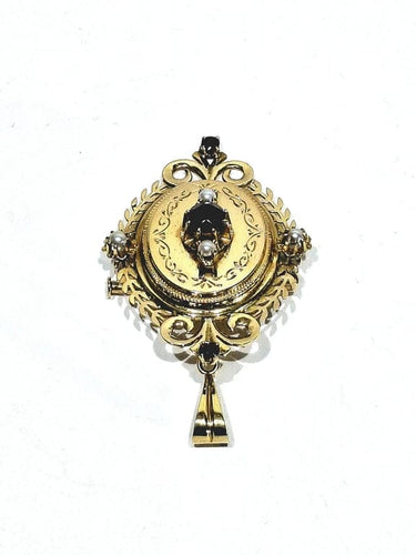 Pendentif Napoléon III - Médaillon broche en or rose 18 carats 58 Facettes
