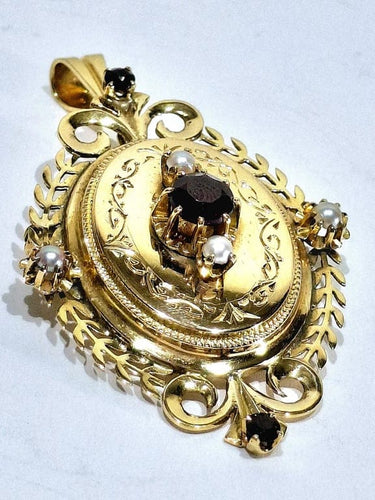 Pendentif Napoléon III - Médaillon broche en or rose 18 carats 58 Facettes