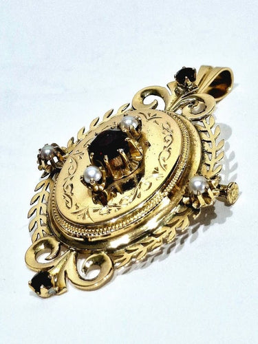 Pendentif Napoléon III - Médaillon broche en or rose 18 carats 58 Facettes