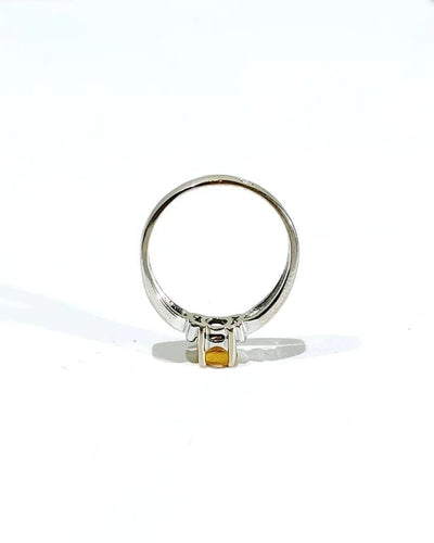 Bague 57 Bague en or blanc 18 carats avec citrine et diamants 58 Facettes