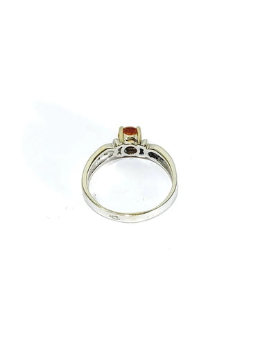 Bague 57 Bague en or blanc 18 carats avec citrine et diamants 58 Facettes