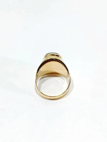 Bague 61 Bague intaille en or jaune 18 carats et hématite 58 Facettes