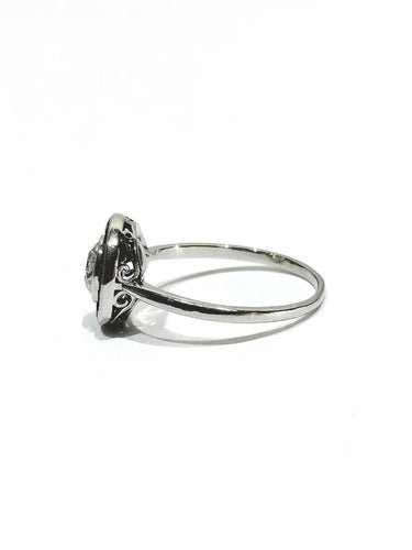 Bague 61 Bague Art déco en platine avec diamant taille ancienne et rubis synthétiques 58 Facettes