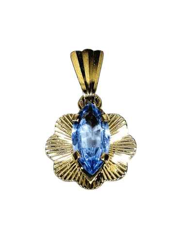 Pendentif Pendentif en or champagne 18 carats et topaze bleue 58 Facettes