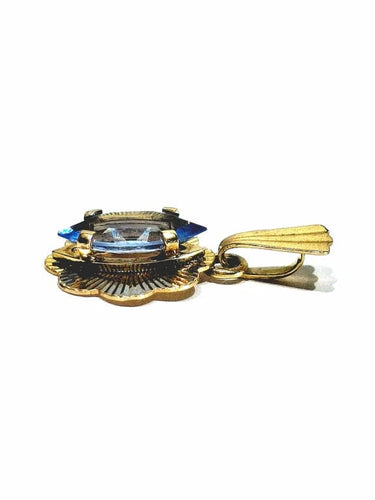 Pendentif Pendentif en or champagne 18 carats et topaze bleue 58 Facettes