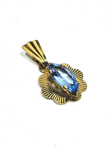 Pendentif Pendentif en or champagne 18 carats et topaze bleue 58 Facettes
