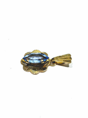 Pendentif Pendentif en or champagne 18 carats et topaze bleue 58 Facettes