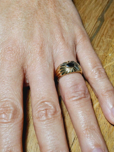 Bague 54 Bague saphir et diamants en or jaune 18 carats 58 Facettes