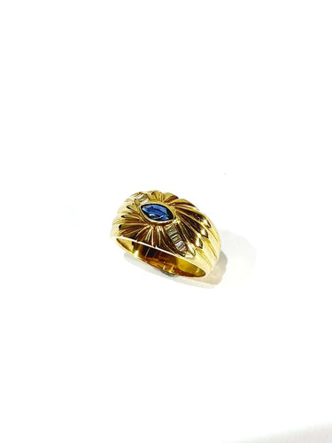 Bague 54 Bague saphir et diamants en or jaune 18 carats 58 Facettes
