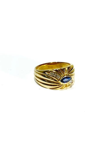 Bague 54 Bague saphir et diamants en or jaune 18 carats 58 Facettes