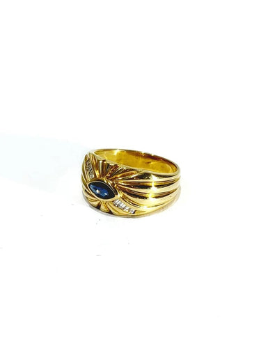 Bague 54 Bague saphir et diamants en or jaune 18 carats 58 Facettes