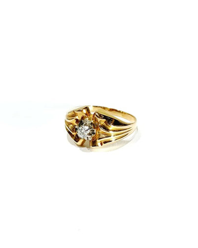Bague 59 Bague en or rose 18 carats avec diamant taille brillant 58 Facettes