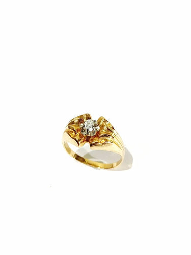 Bague 59 Bague en or rose 18 carats avec diamant taille brillant 58 Facettes