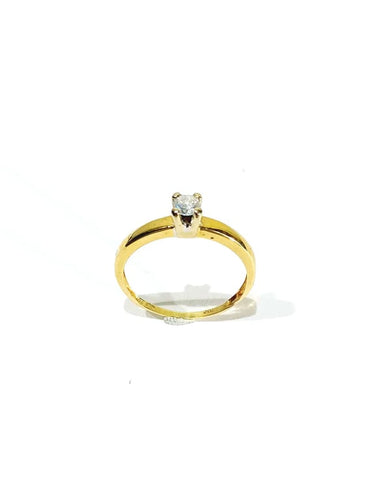 Bague 53.5 Solitaire - Bague en or jaune 18 carats et diamant 58 Facettes