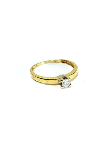 Bague 53.5 Solitaire - Bague en or jaune 18 carats et diamant 58 Facettes