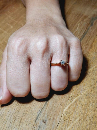 Bague 54 Solitaire - Bague en or jaune 18 carats et diamant 58 Facettes