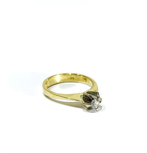 Bague 54 Solitaire - Bague en or jaune 18 carats et diamant 58 Facettes