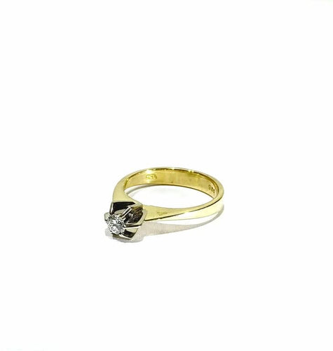Bague 54 Solitaire - Bague en or jaune 18 carats et diamant 58 Facettes