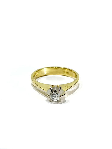 Bague 54 Solitaire - Bague en or jaune 18 carats et diamant 58 Facettes