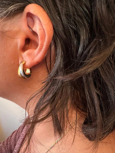 Boucles d'oreilles Boucles d'oreilles en or jaune et blanc 18 carats 58 Facettes