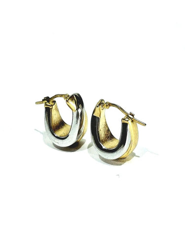 Boucles d'oreilles Boucles d'oreilles en or jaune et blanc 18 carats 58 Facettes