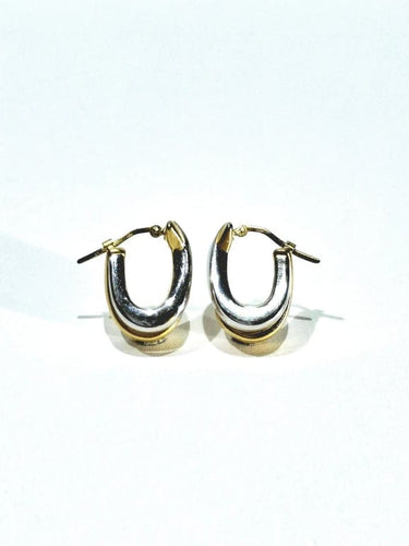 Boucles d'oreilles Boucles d'oreilles en or jaune et blanc 18 carats 58 Facettes