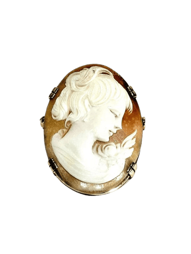 Broche Broche camée coquillage en or jaune 18 carats 58 Facettes