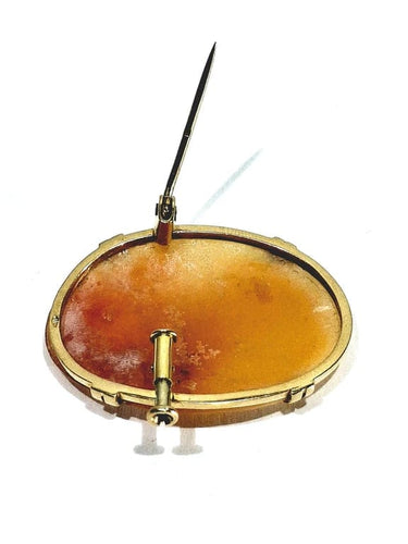 Broche Broche camée coquillage en or jaune 18 carats 58 Facettes