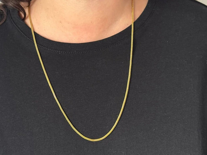 Collier Chaîne maille palmier en or jaune 18 carats 58 Facettes